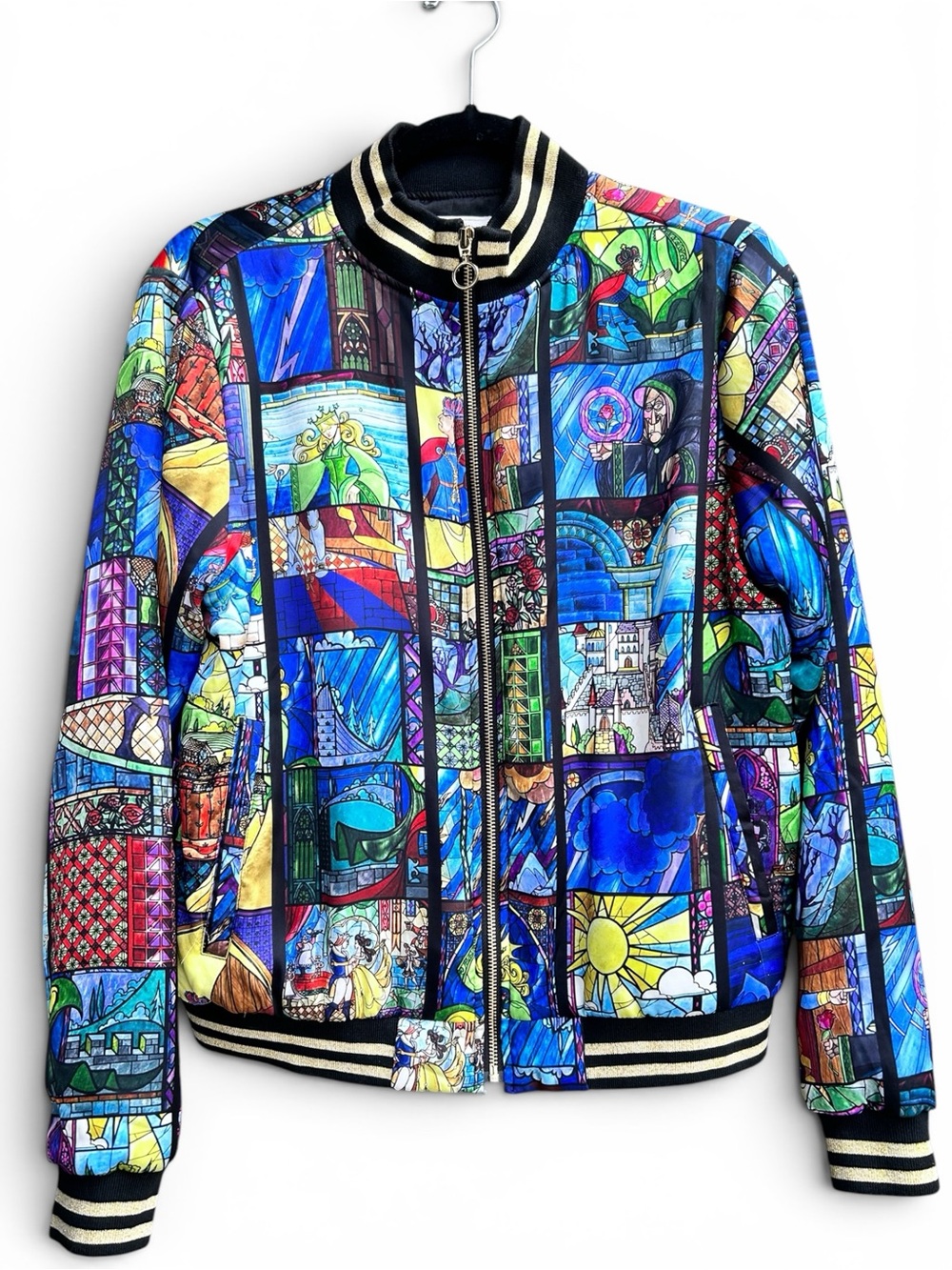 MINKPINX x Disney Beauty & the Beast Bomber Jacket Stained Glass Size Medium